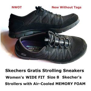 Skechers Women's Gratis Strolling Sneakers in Black SZ 8 NWOT